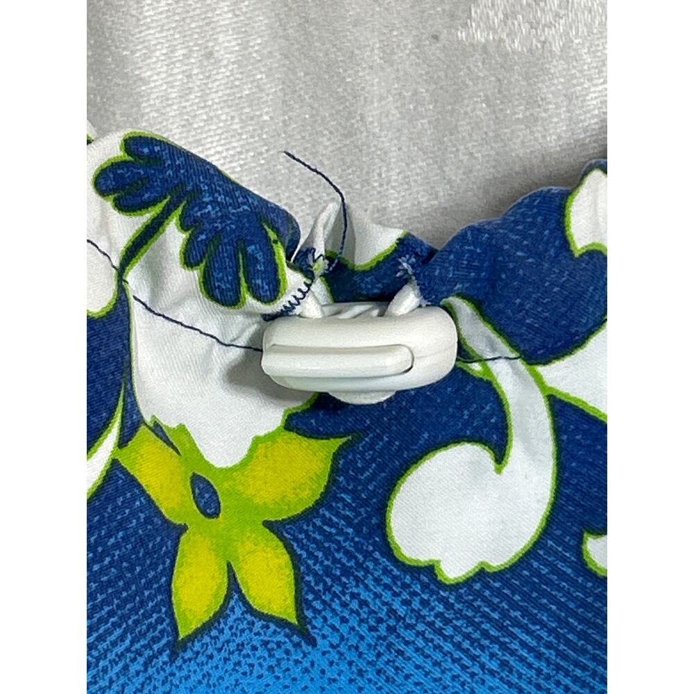 Vintage Mini Dress Medium Blue Green Tropical Floral USA Beach Surf Hawaiian - Picture 4 of 8